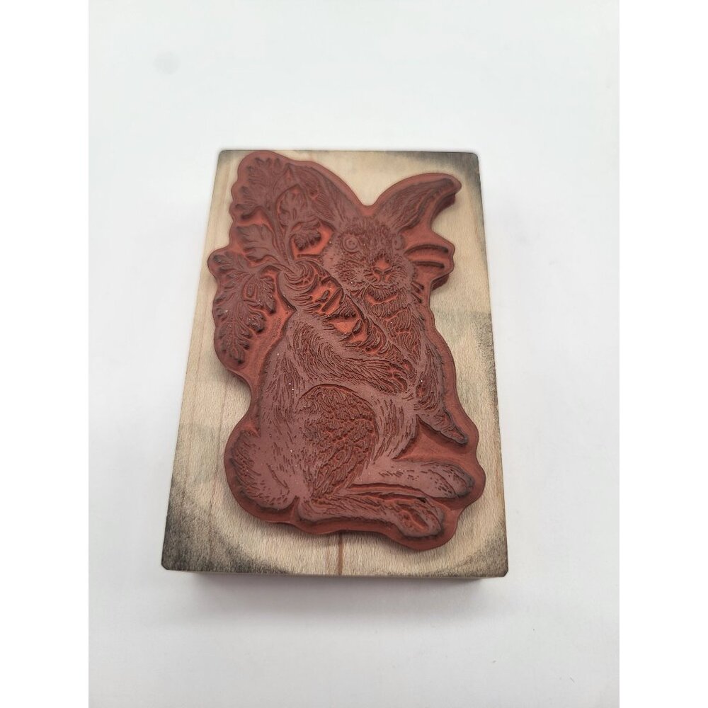 VTG 90s PSX Rubber Stamp Garden Rabbit Carrot Easter Card Animal Bunny G1047 - Picture 2 of 6